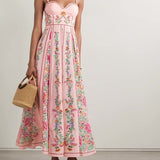 Print Sling Beaded Vacation Dress