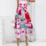 Patchwork Slip Maxi Dress: Abstract Colorful Printed