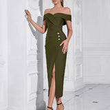 Strapless Slit Bandage Evening Dress