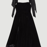 Velvet Strapless Bow Midi Dress