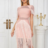 Mesh Fringe Bandage Dress