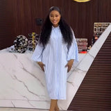 Plus Size Backless Stripe Cardigan Dress