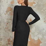 Sexy V-Neck Front Slit Dress