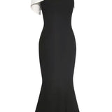Sexy Colorblock Asymmetrical Bodycon Dress