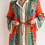 Long-Sleeve Linen Waist Dress