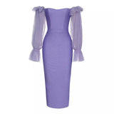 Sexy Off-Shoulder Mesh Sleeve Dress