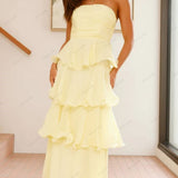 Sexy Chic Strapless Backless Tiered Midi Dress