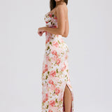 Pink Peony Satin Maxi Dress