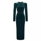 Velvet Lace Cutout Evening Dress
