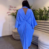 Plus Size Backless Stripe Cardigan Dress