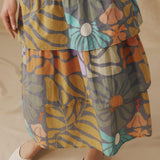 Multicolor Botanical Print Midi Dress