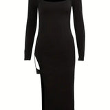 Sexy Strapless Long Sleeve Bodycon Dress