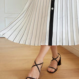 High-End Limited Edition Striped Color-Blocked Sleeveless Dress