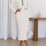 Collared Long Sleeve Knit Dress