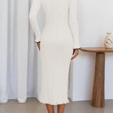 Collared Long Sleeve Knit Dress