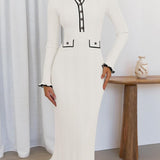 Collared Long Sleeve Knit Dress