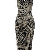 Vintage Ruched Backless Gown