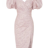 Vintage Square Neck Puff Sleeve Dress