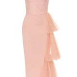 Strapless Lace Split Bandage Dress