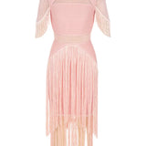 Mesh Fringe Bandage Dress