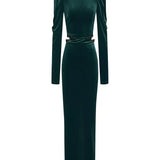 Velvet Lace Cutout Evening Dress