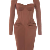 Sexy Square Neck Long Sleeve Dress