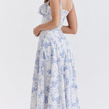 Rose Print Herringbone Slip Dress