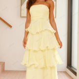 Sexy Chic Strapless Backless Tiered Midi Dress