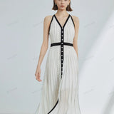 High-End Limited Edition Striped Color-Blocked Sleeveless Dress