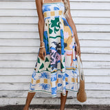 Patchwork Slip Maxi Dress: Abstract Colorful Printed