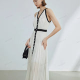 High-End Limited Edition Striped Color-Blocked Sleeveless Dress