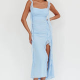 Slim Slit Sleeveless Summer Midi Dress