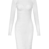 Mesh Panel Long-Sleeve Bandage Dress