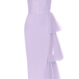 Strapless Lace Split Bandage Dress
