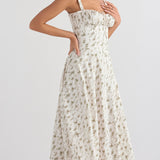 Rose Print Herringbone Slip Dress