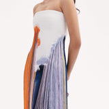 Abstract Brushstroke Fringe Cocktail Dress