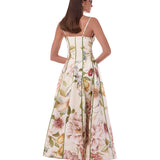 Cream Floral Corset Bustier Midi Dress