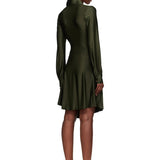 Asymmetric Satin Shirt Midi Dress