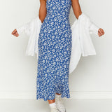 Delphine Blue Floral Midi Dress