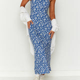 Delphine Blue Floral Midi Dress