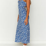 Delphine Blue Floral Midi Dress