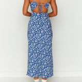 Delphine Blue Floral Midi Dress