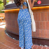 Delphine Blue Floral Midi Dress