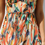 Floral Ruffle-Trim Midi Tank Dress