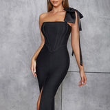 Sexy One Shoulder Cut Out Slit Dress