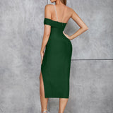 Asymmetric Pearl Strap Backless Dress