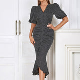 Fitted Ruffle Hem Dress