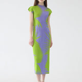 Pleated Sleeveless Turtleneck Slim Fit Dress