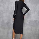 Bandage Mesh Bodycon Dress