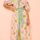 Balloon Sleeve Print Cardigan